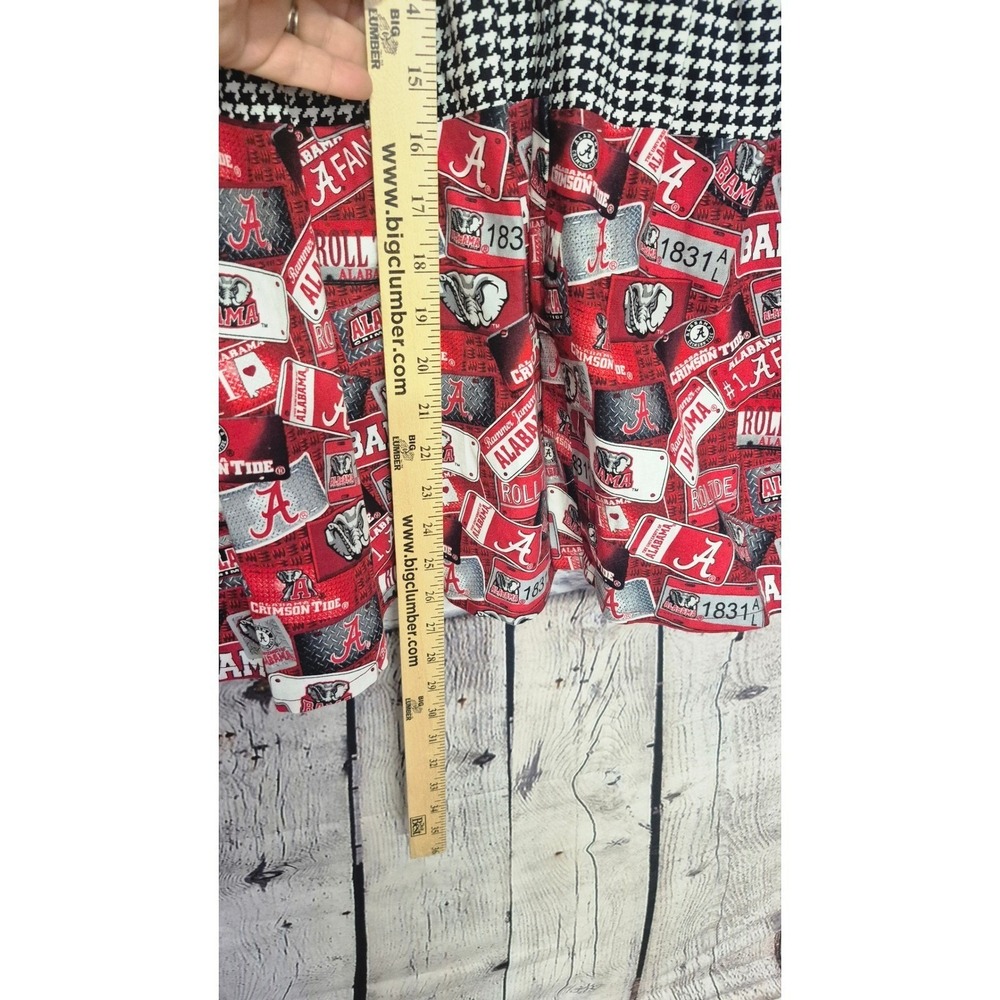 Roll Tide Alabama‎ Crimson Tide Ruffle Hem Denim Jeans Upcycled Fan Pants LG 12 - Picture 11 of 16